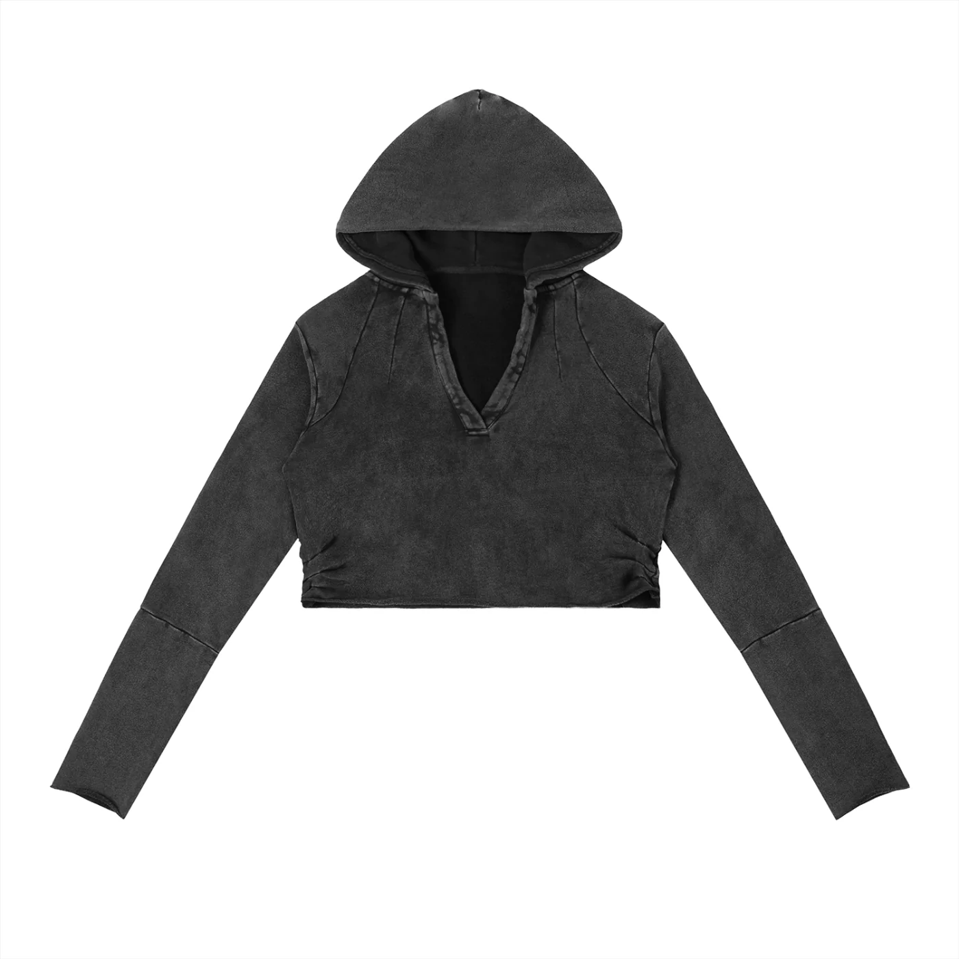 Hidden Icon Raw Crop Hoodie - Image 5